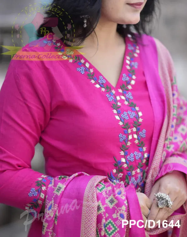 Beautiful Premium Gajji Silk Kurta With Embroided Neck Line And Yoke