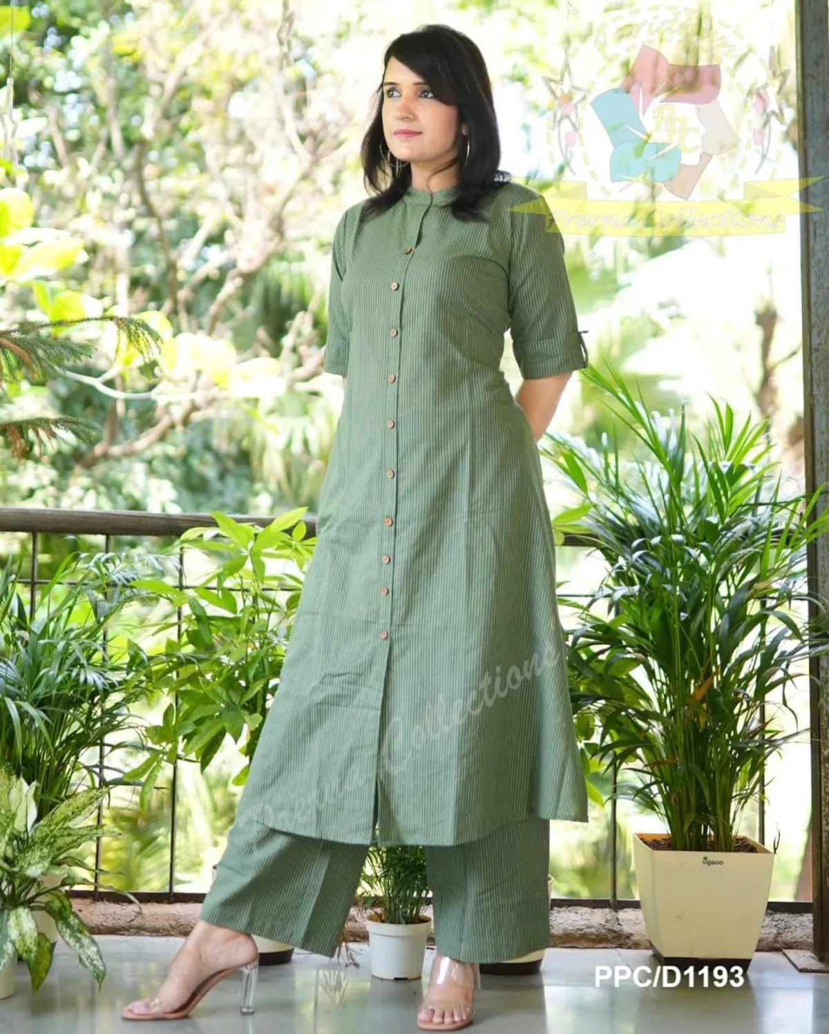 Olive Green Co-Ord Set In A-Line Kurta And Pant Set