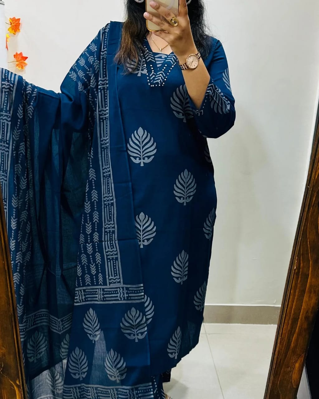 Blue Handblock Print Cotton Suit Set