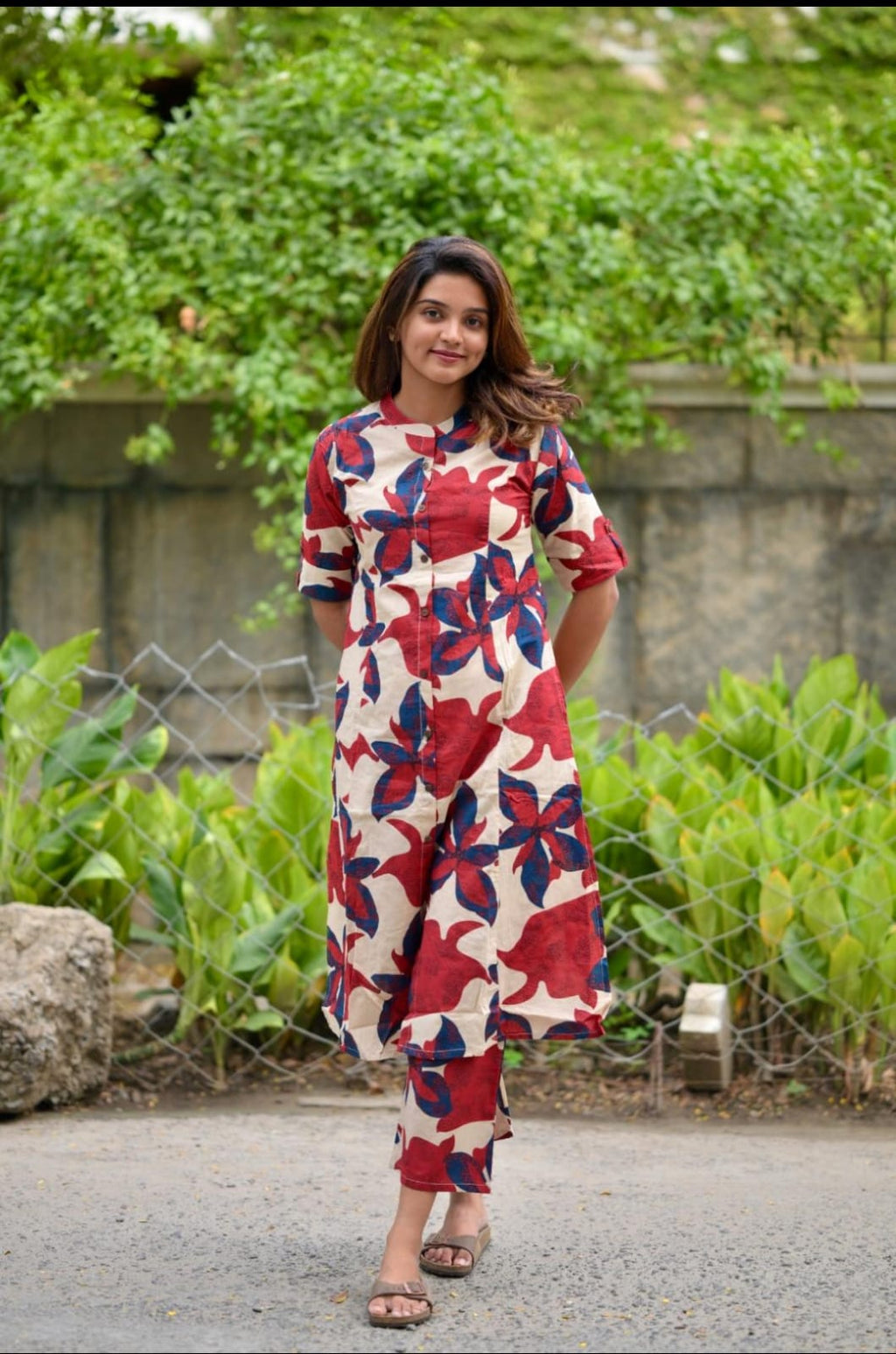 Chic Floral Printed Cotton Co-Ord Set