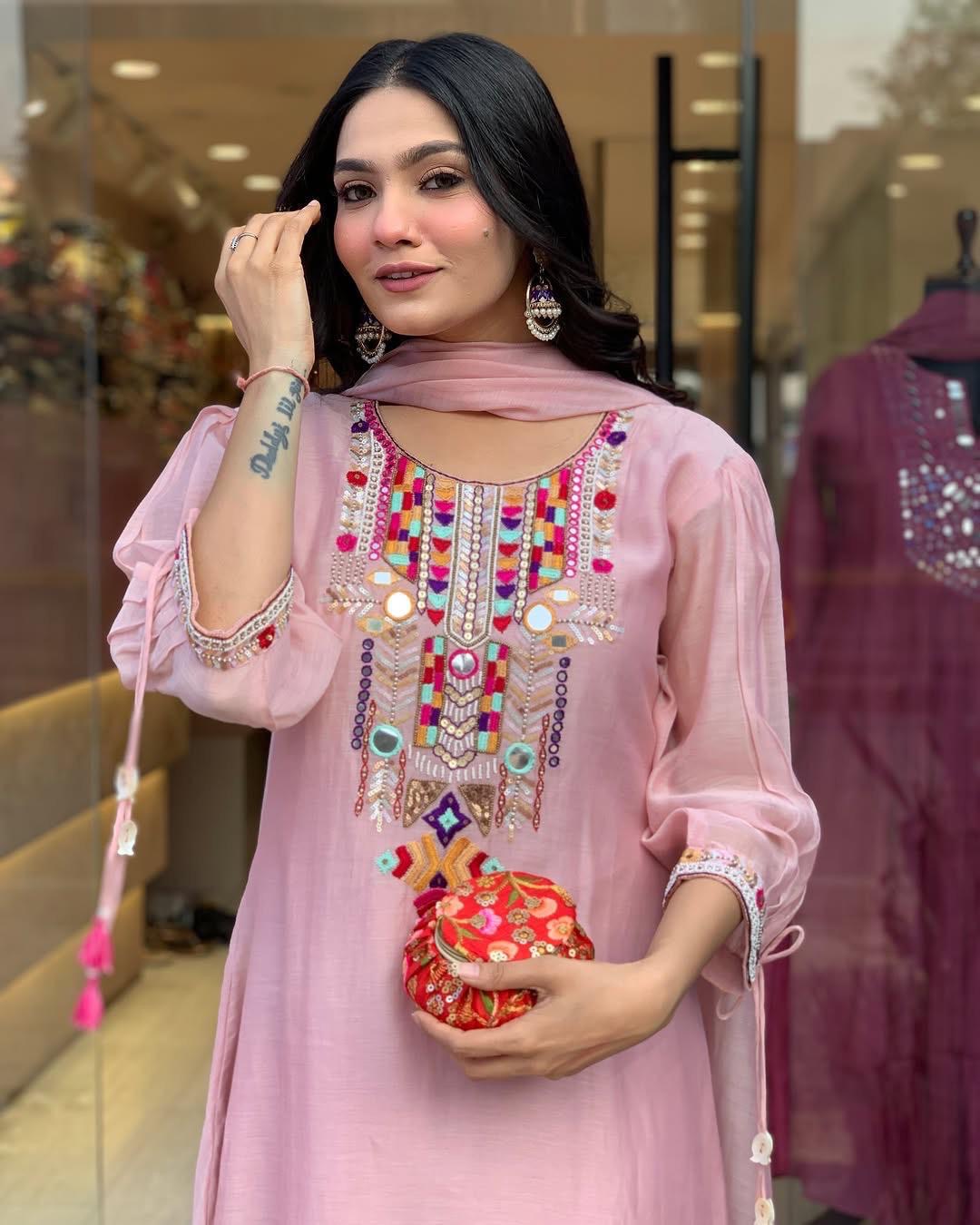 Blush Pink Embroidered Kurta Set
