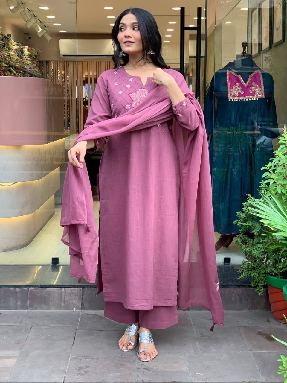 Premium Quality Cotton Kurti, Pants And Dupatta Set