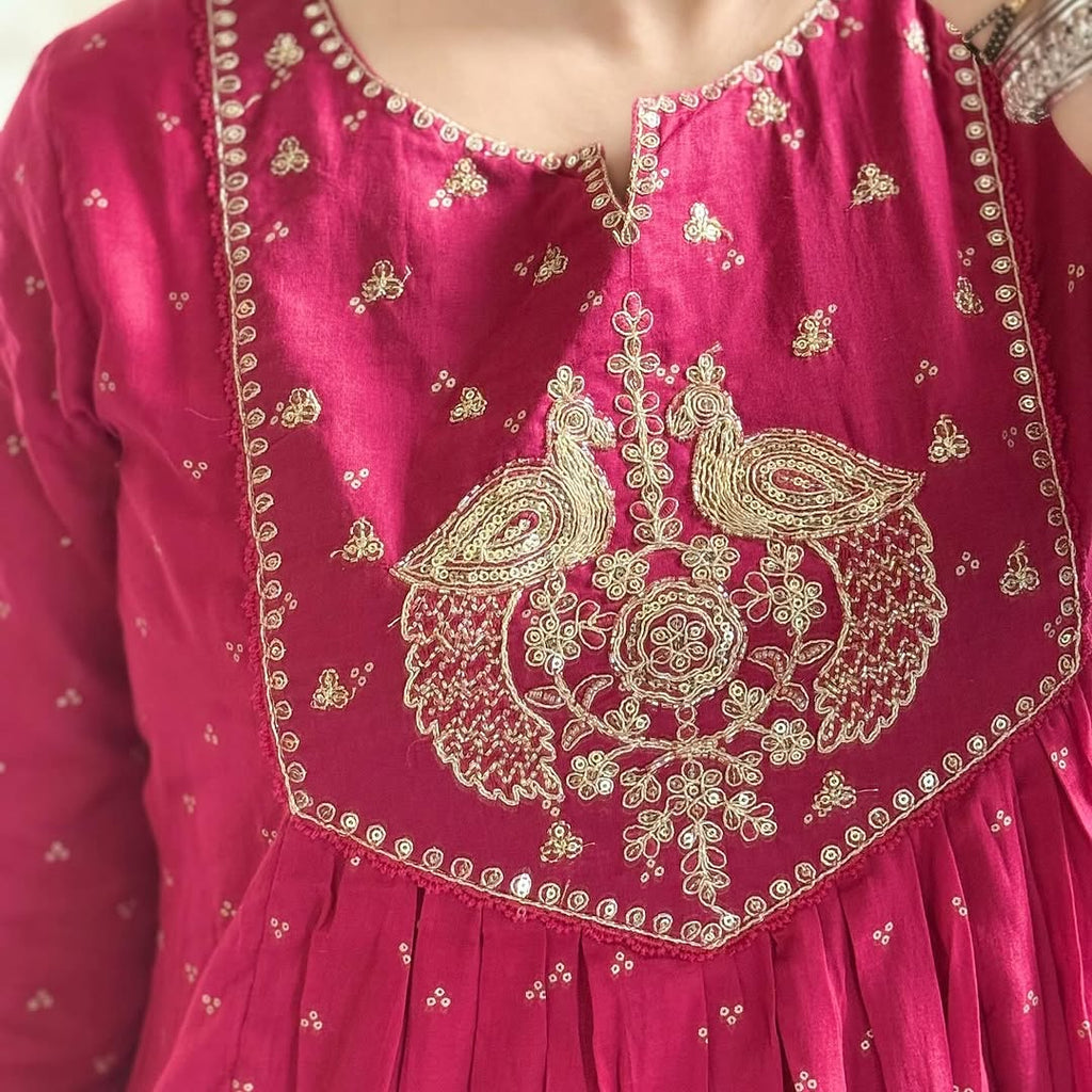 Beautiful  Cotton Suit With Embroidery Work Anarkali Kurta Dupatta  Set In New Colour