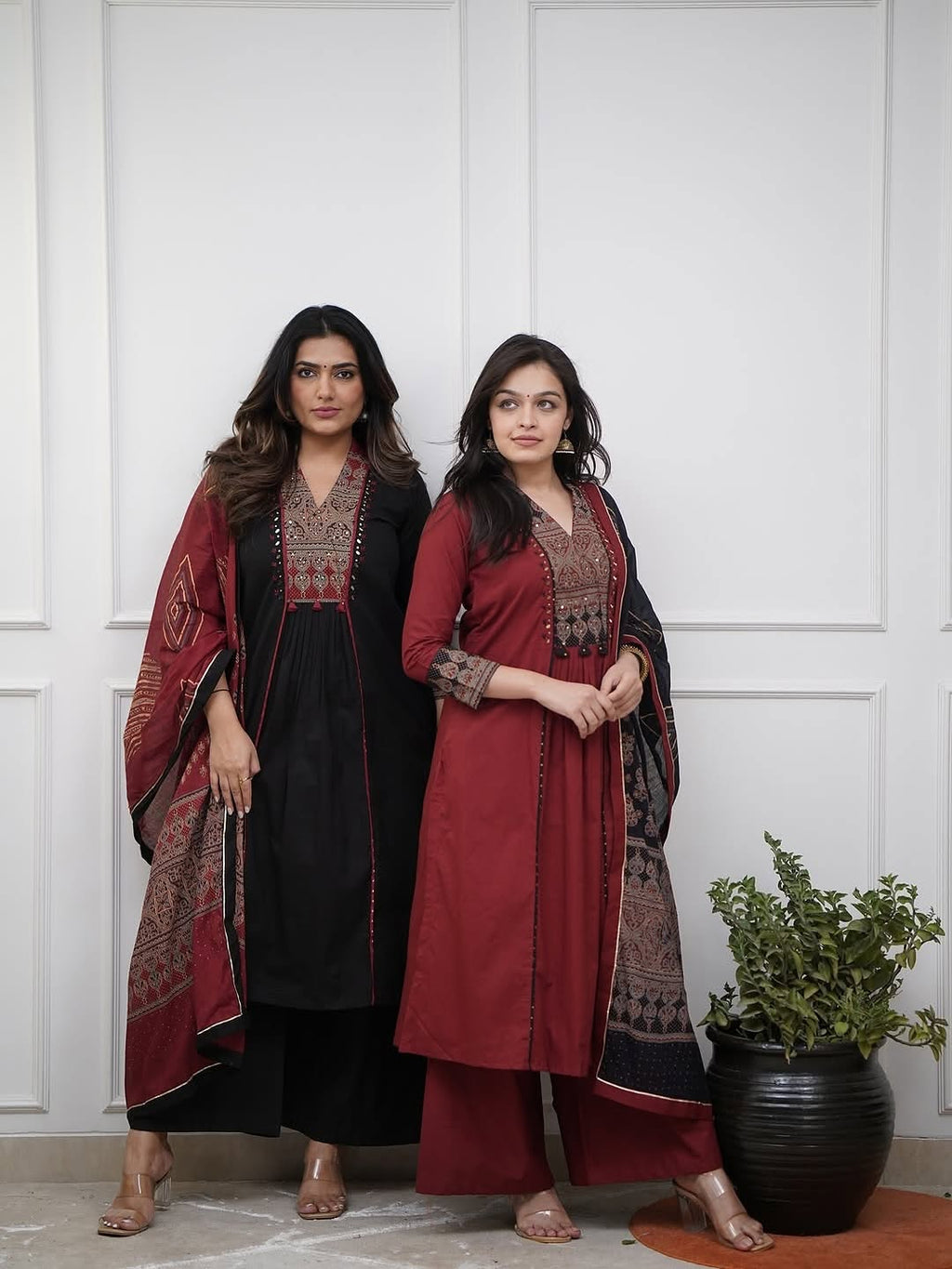 Red Ethnic Kurta Set with Elegant Dupatta