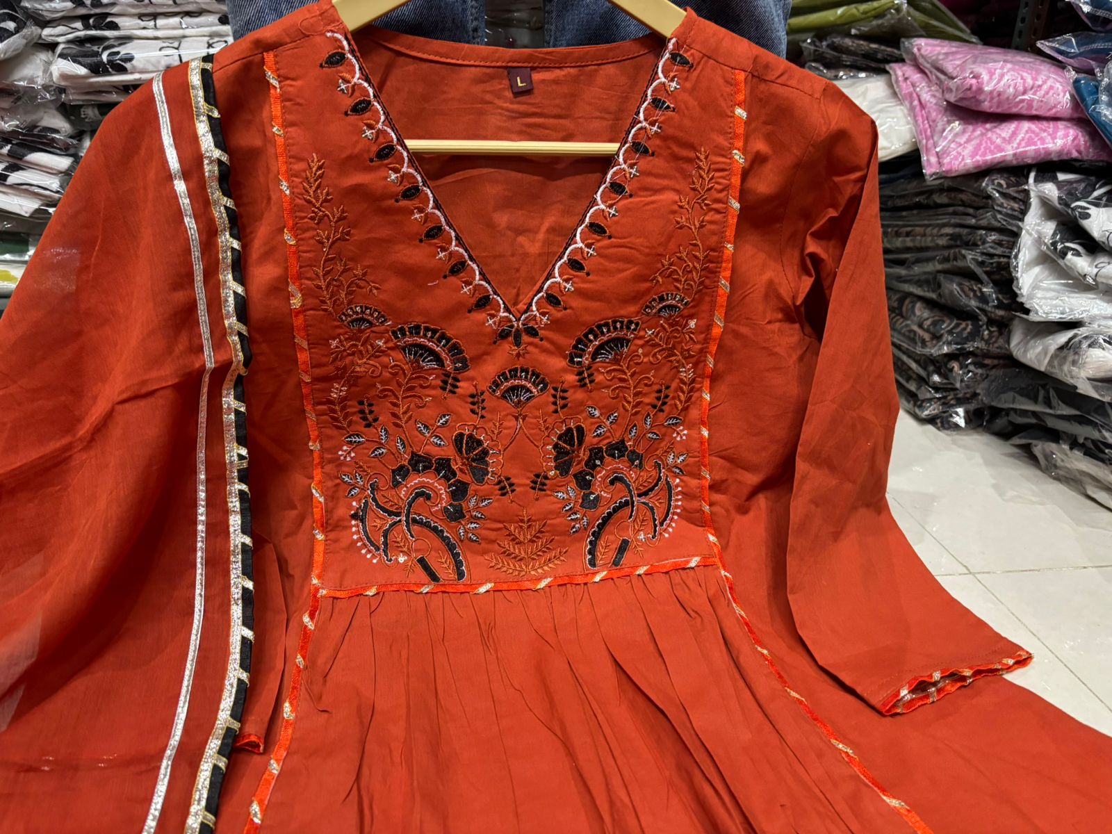 Black Embroidered Anarkali Kurta Set with Dupatta